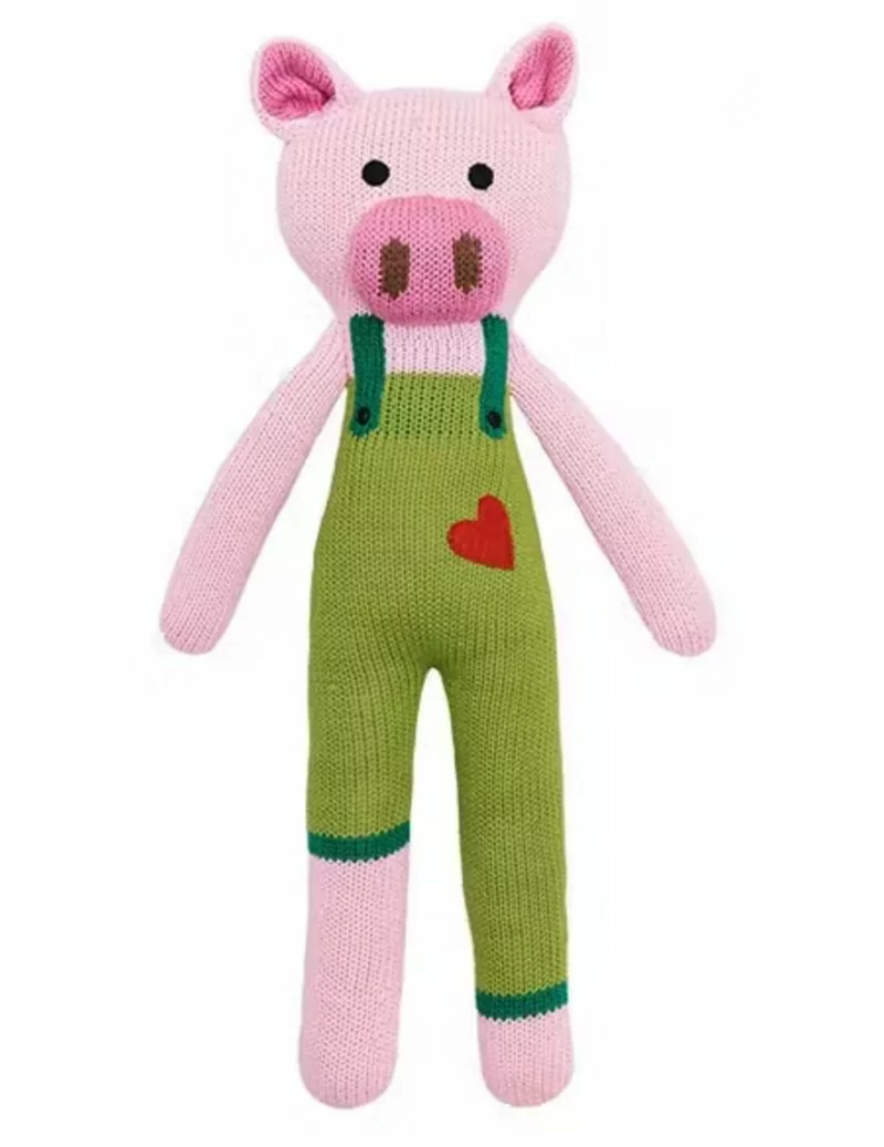 Adorable Doudou cochon tricoté de 50 cm créé par HickUps - 