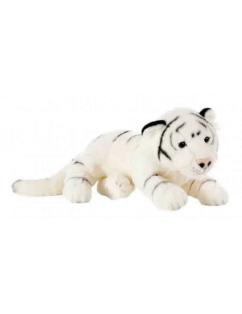 Peluche Tigre Blanc couché de grande taille - 
