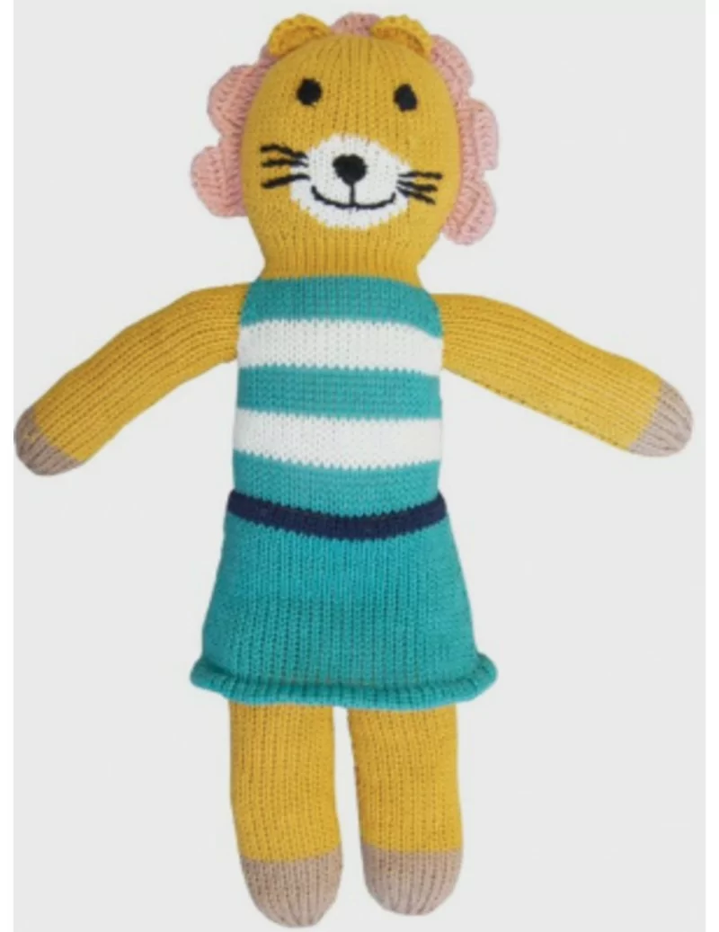Peluche lionne crochet de coton bio 36 cm Oeko Tex - 