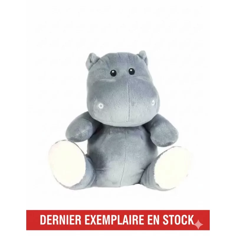 Peluche Bouillotte Hippopotame Gris 25 cm - 