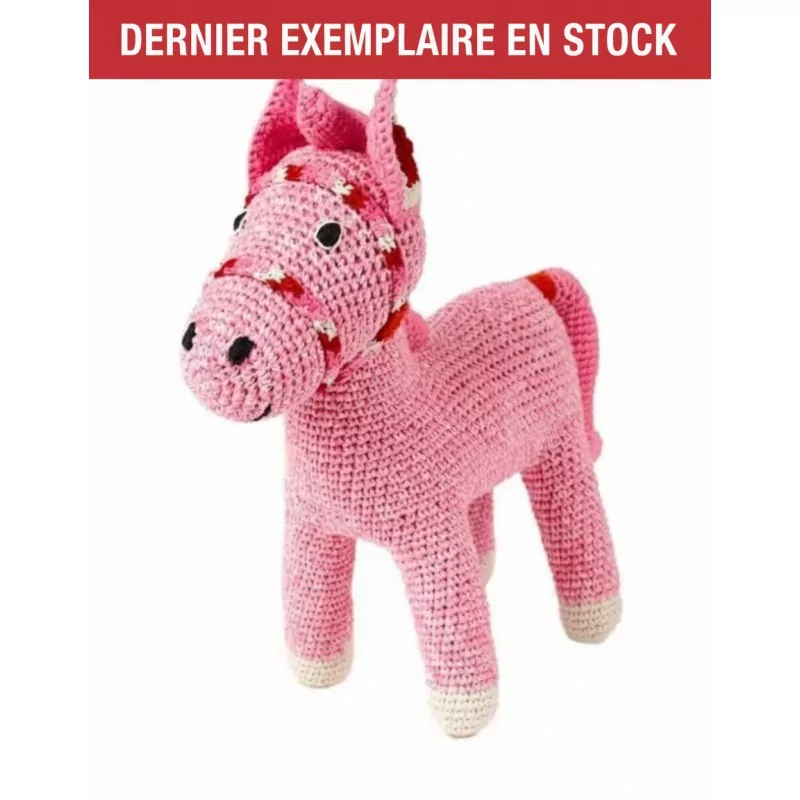 Peluche Poney Rose en coton bio 26 cm Anne Claire Petit - 
