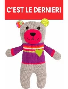 Doudou Ours Chaussette 30 cm Gris et Lilas - Hick's Up | Ours Multicolore Original - 