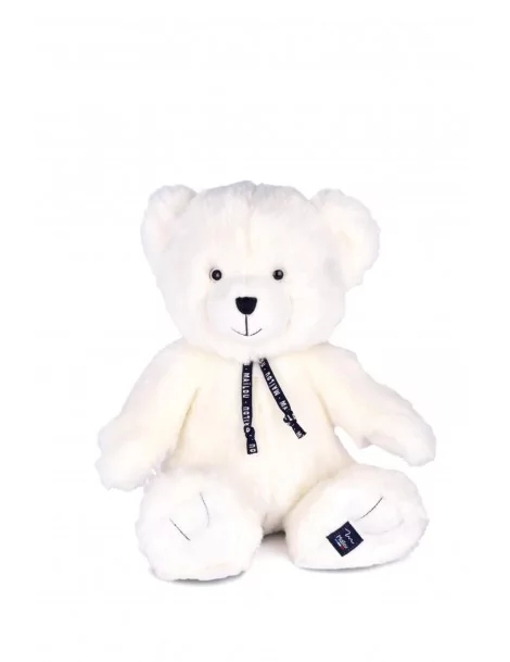 Peluche Ourson Blanc Neige 35 cm Fabriqué en France - 