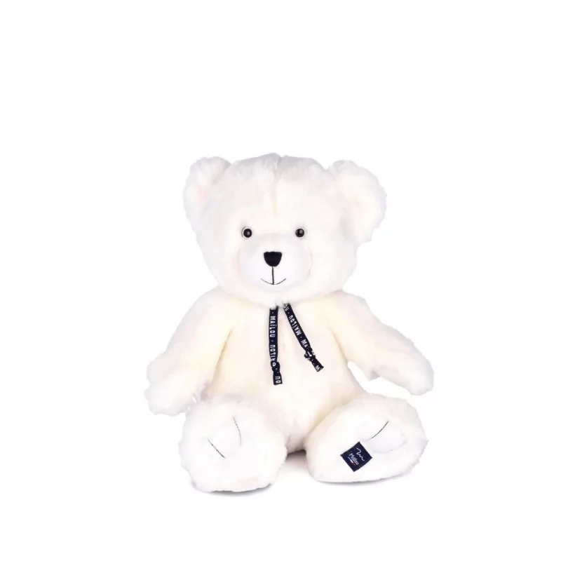 Peluche Ourson Blanc Neige 35 cm Fabriqué en France - 